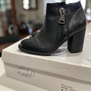 Steve Madden, all black leather booties so comfy!
